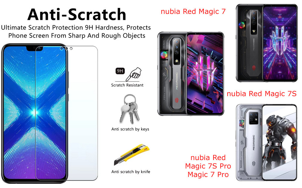 Защитное стекло NeoGlass для nubia Red Magic 7, Magic 7S, Magic 7S Pro, Magic 7 Pro – ультрапрозрачное и Киев - изображение 1