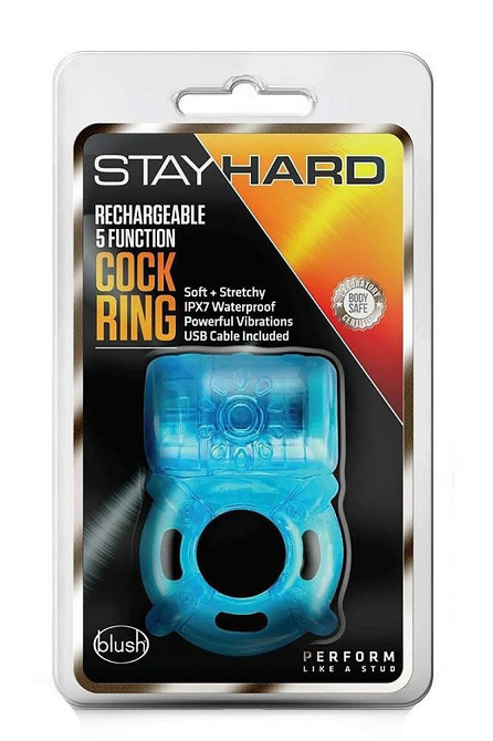 Кільце ерекційне з вібрацією STAY HARD 5 FUNCTION COCK RING BLUE Sex Aura Київ - фото 3
