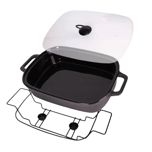 Марміт прямокутний 2,5л 43*24,5*11см скляна кришка + метал.підставка чорний 6428 KAMILLE Житомир - фото 5