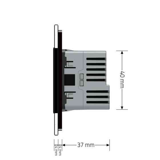LIVOLO Електрична розетка з USB Type-C 18Вт для зарядки, з заземленням, LIVOLO, чорна, скляна м Коломыя