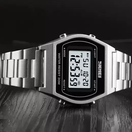 Наручные электронные ретро часы Skmei 1328 Серебристый Киев