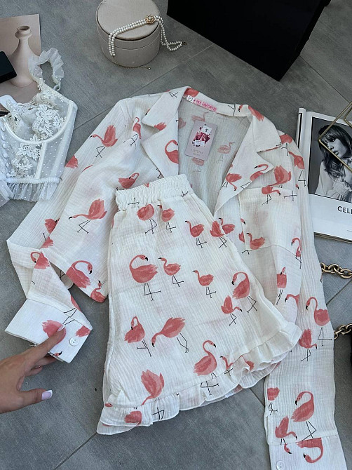 Женская принтованная пижама двойка из натурального муслина Одесса - изображение 6