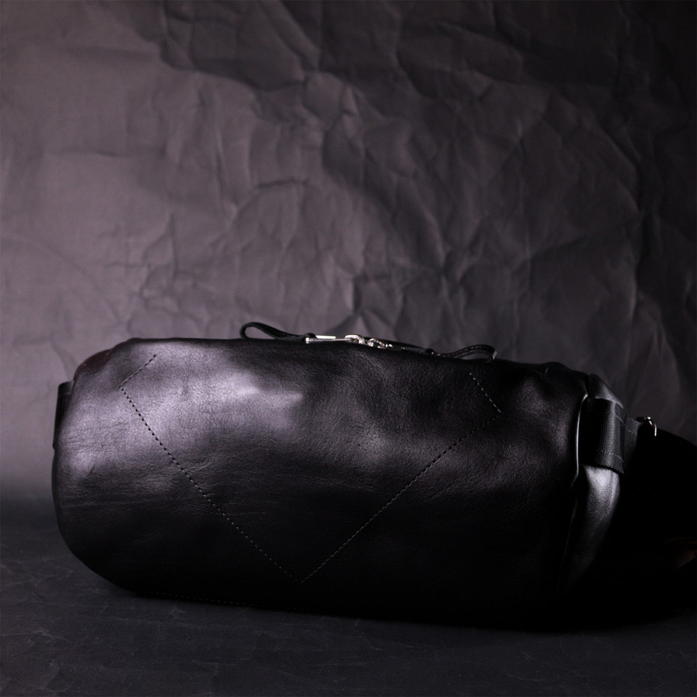 Оригинальная сумка через плече из натуральной кожи GRANDE PELLE 11649 Черная Киев - изображение 2