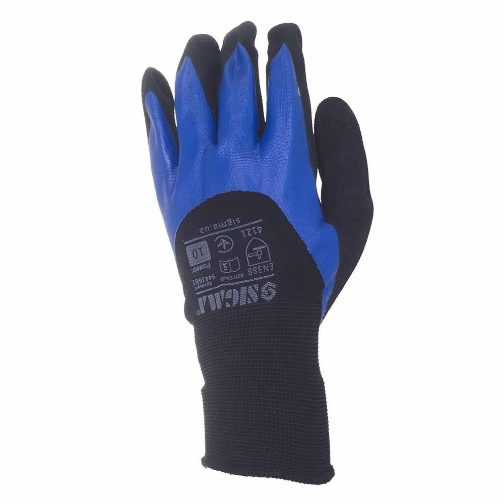 Перчатки трикотажные с двойным нитриловым покрытием р10 (сине-черные, манжет) SIGMA (9443681) Киев - изображение 4