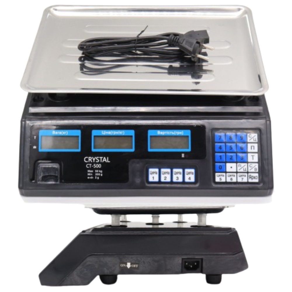 Ваги торгові до 50 кг з лічильником ціни,Crystal CT-500 SBR Київ - фото 1