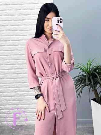 Длинное платье-рубашка с поясом Marcella 46-48, Фрезовый Киев