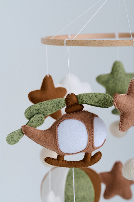 Дитячий мобіль на ліжечко для немовлят WooolyWool «Ведмедик-льотчик» Київ - фото 4