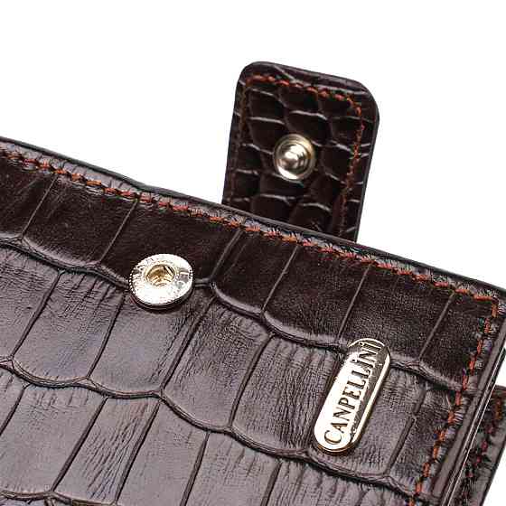 Гаманець для чоловіків горизонтального формату з натуральної шкіри з тисненням під крокодила CANPELLINI 21770 Коричневий Київ