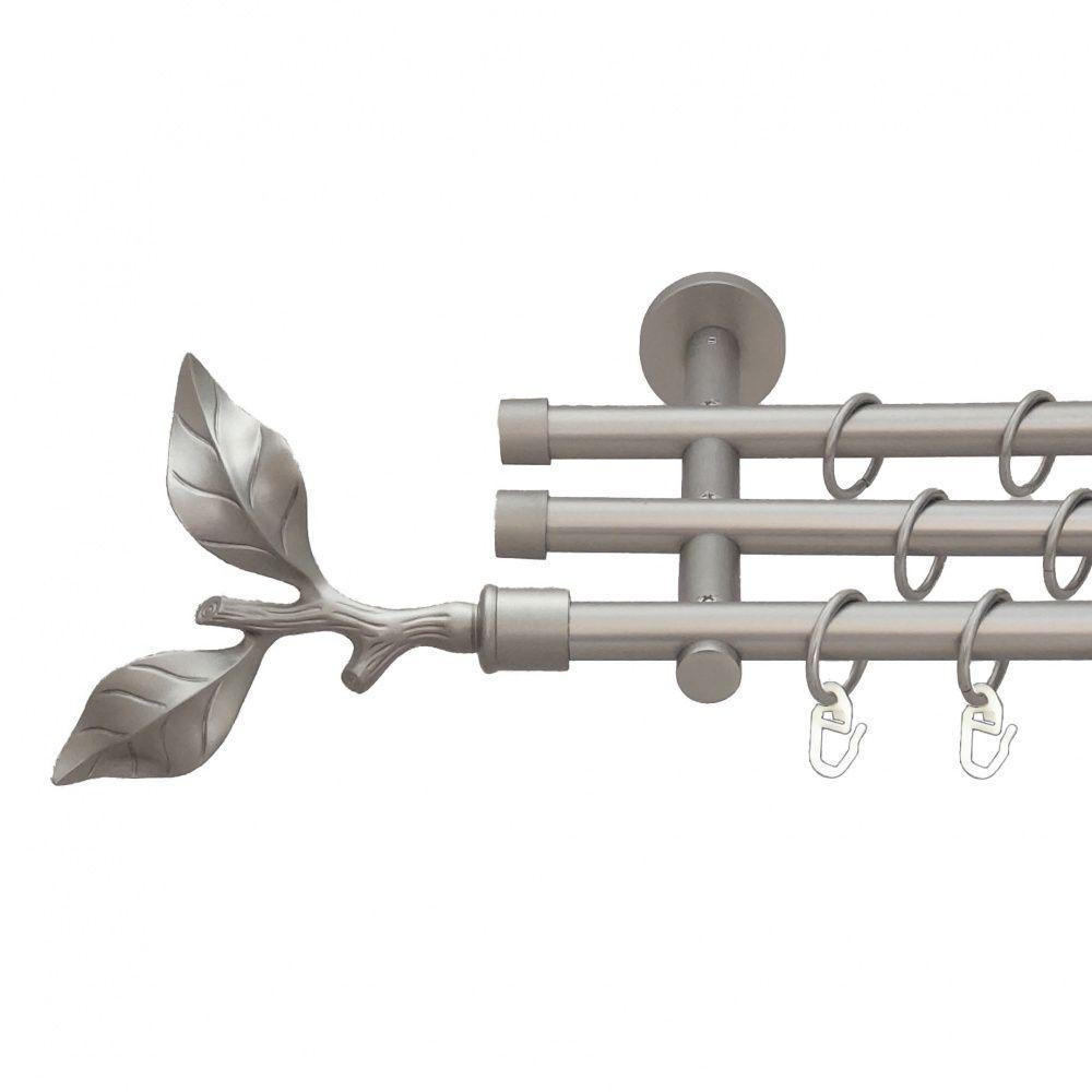 Карниз Orvit Листок Троянди металевий трирядний циліндр (20 см) гладка труба кільце металеве Сатин 16\16\16 мм Львов - изображение 1