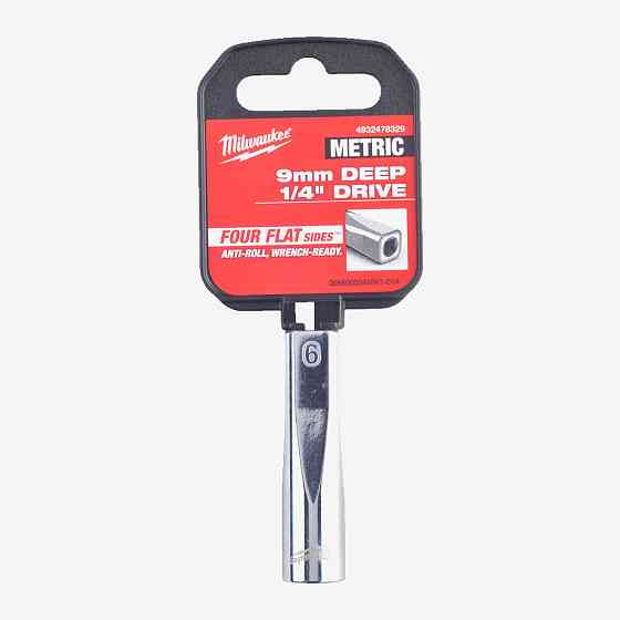 Головка хромированная метрическая удлиненная 1/4'' MILWAUKEE, 9мм Одеса