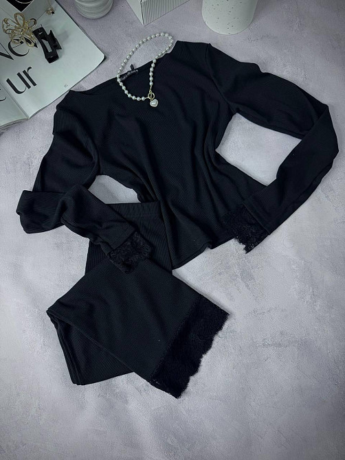 Женский стильный костюм кружево Лонг+юбка рубчик+кружево Одесса - изображение 7