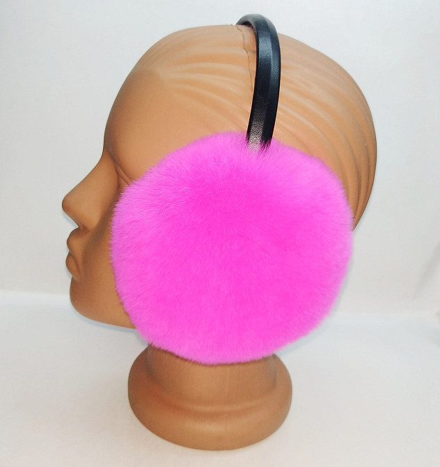 Хутряні навушники жіночі з Rex Фуксія Харків - фото 1