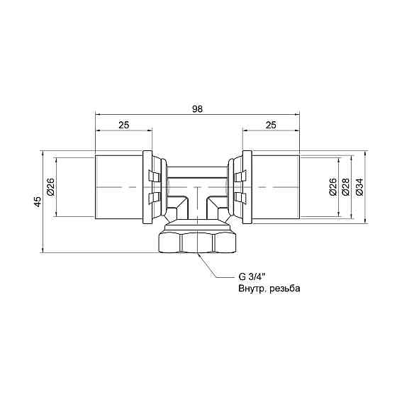 Трійник прес Icma 26х3/4"х26 ВР No408 Київ