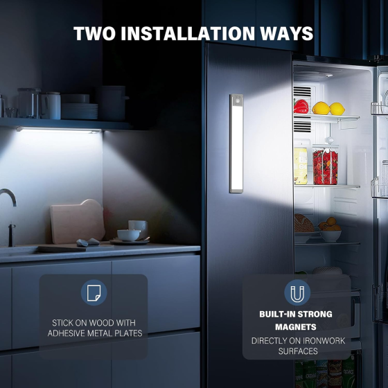 Акумуляторні LED-світильники Bilonly 25 см 2 шт., 40 LED, датчик руху 120°, 1800 мАг, USB-C, 5 рівнів яскравості Київ