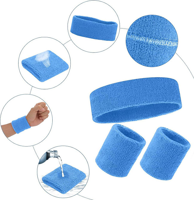 Комплект повязок Yolev 519865_FLz1uZF7 Чорний/неоново-зелений Спортивна пов'язка на голову + 2 напульсники Киев - изображение 7