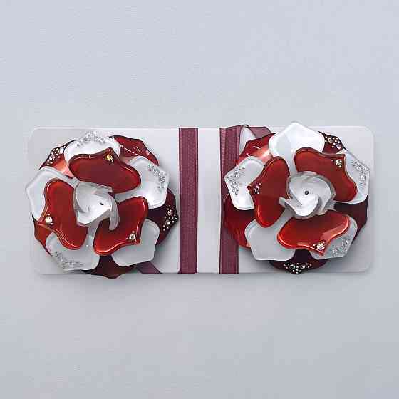 Магніти для штор і гардин Камелія набір 2 шт Бордовий з білим (81-312) Київ