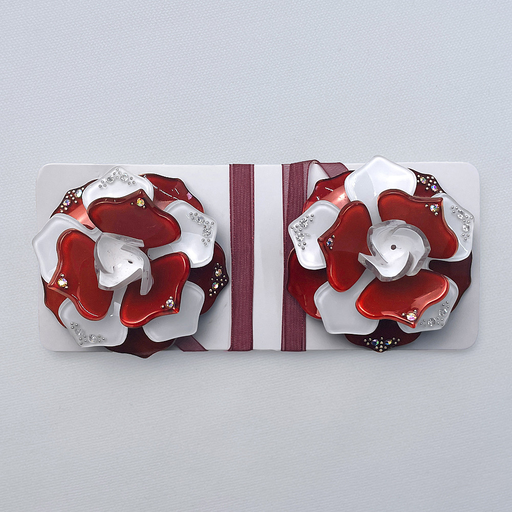 Магниты для штор и гардин Камелия набор 2 шт Бордовый с белым (81-312) Киев - изображение 6