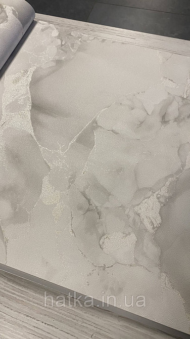 Шпалери метрові вінілові на флізеліні A.S.Creation Elite of Shades1.06x10 під мармур біло-сірий срібло 78657-4 Київ - фото 1
