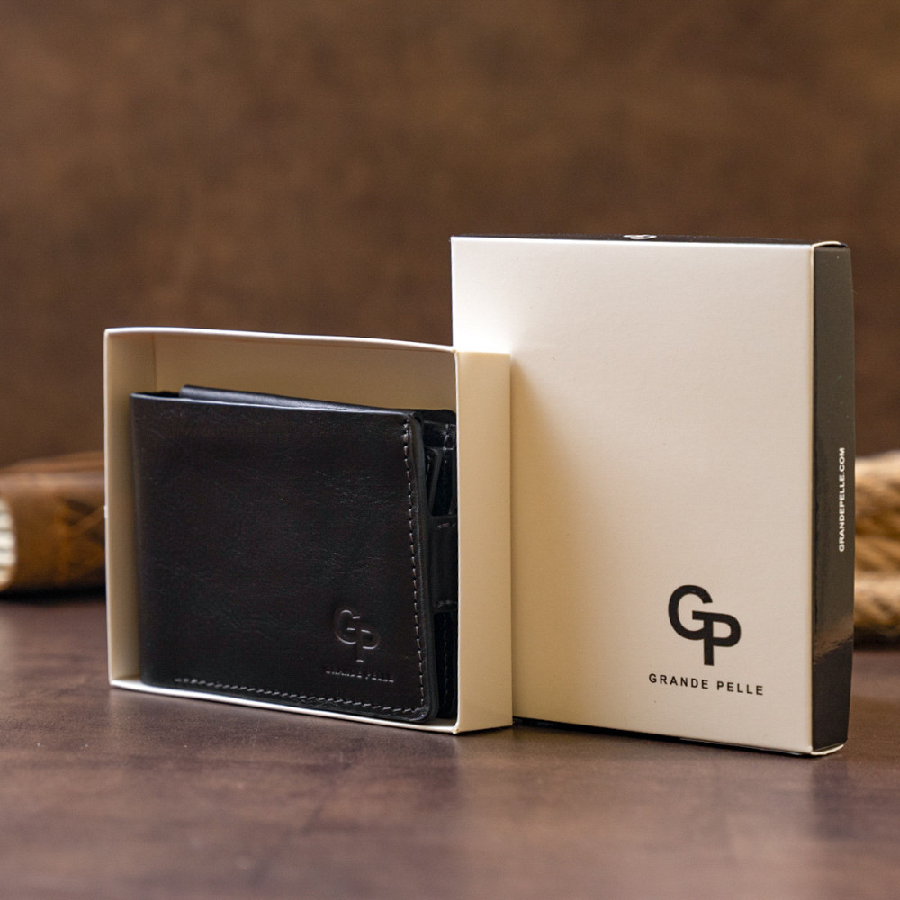 Портмоне горизонтальное Amico на магните на два отделения Черное (GRANDE PELLE) Киев - изображение 4