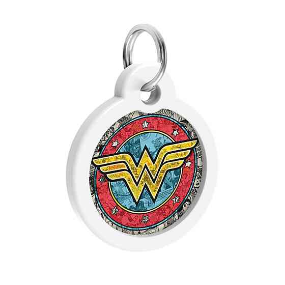 Адресник для собак і котів металевий WAUDOG Smart ID з QR паспортом, малюнок "Чудо-жінка 2", коло, Д 30 мм Київ