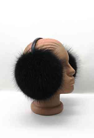 Хутряні навушники песцові Чорний Харків