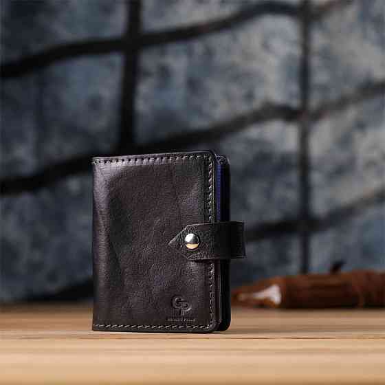 Візитниця унісекс з натуральної гладкої шкіри GRANDE PELLE 22941 Чорна Київ