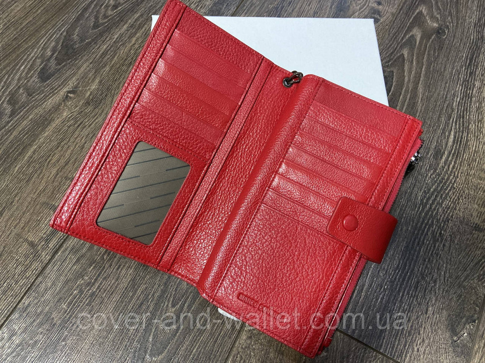 Елітний жіночий гаманець клатч з натуральної шкіри червоного кольору Marco Coverna 1426 Київ - фото 3