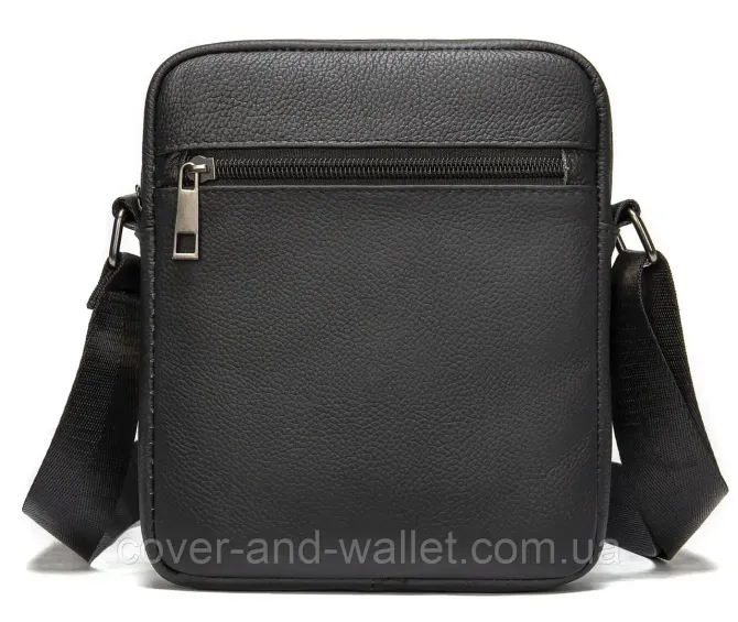 Маленькая мужская вертикальная сумка из натуральной кожи черного цвета Leather Collection Киев - изображение 2
