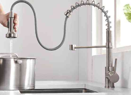 Змішувач кухонний висувний злив кран два режими води обертається на 360 градусів WanFan Хром Кам'янець-Подільський