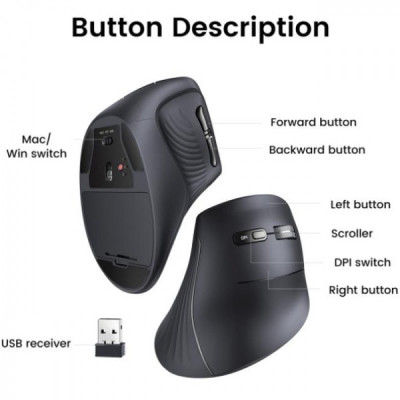 Мишка Ugreen MU008 Vertical Wireless Black (25444) Вінниця - фото 9