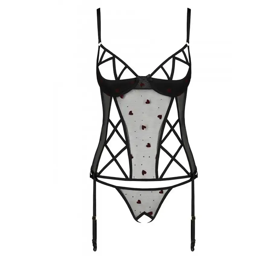 Корсет з підв'язками, стрінги Passion LOVELIA CORSET S/M, black Львів - фото 5