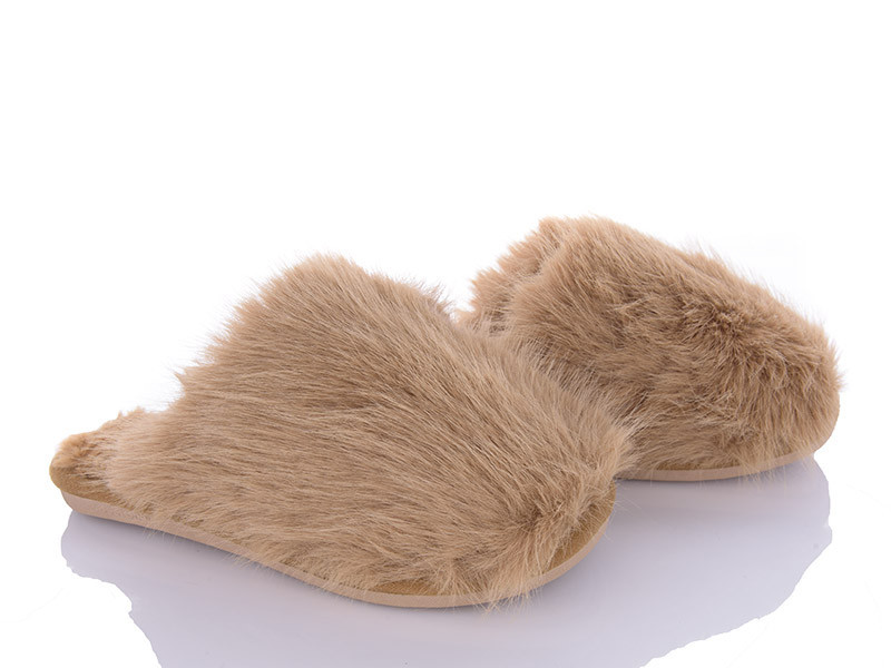 Тапочки женские домашние теплые закрытые меховые бежевый Одесса - изображение 1