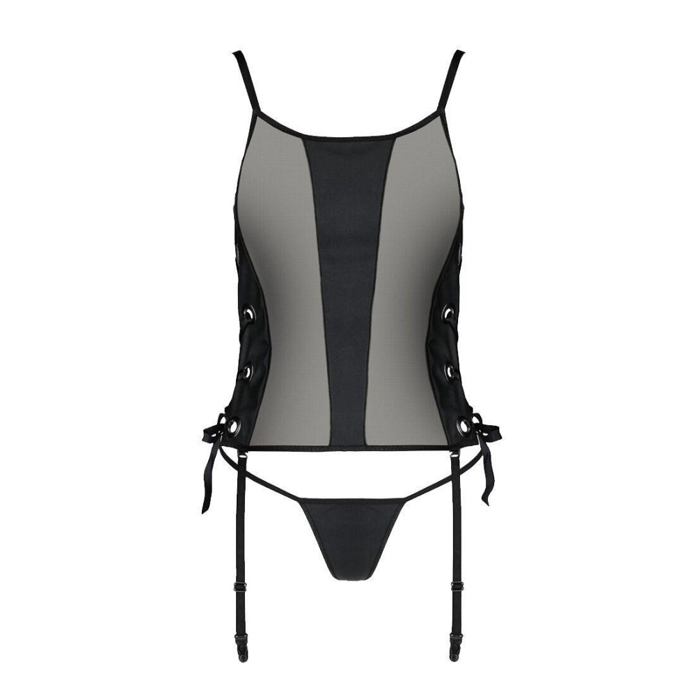 Сетчатый корсет из экокожи Passion MALWIA CORSET 6XL/7XL black, с люверсами и съемными пажами Sex Aura Киев - изображение 3