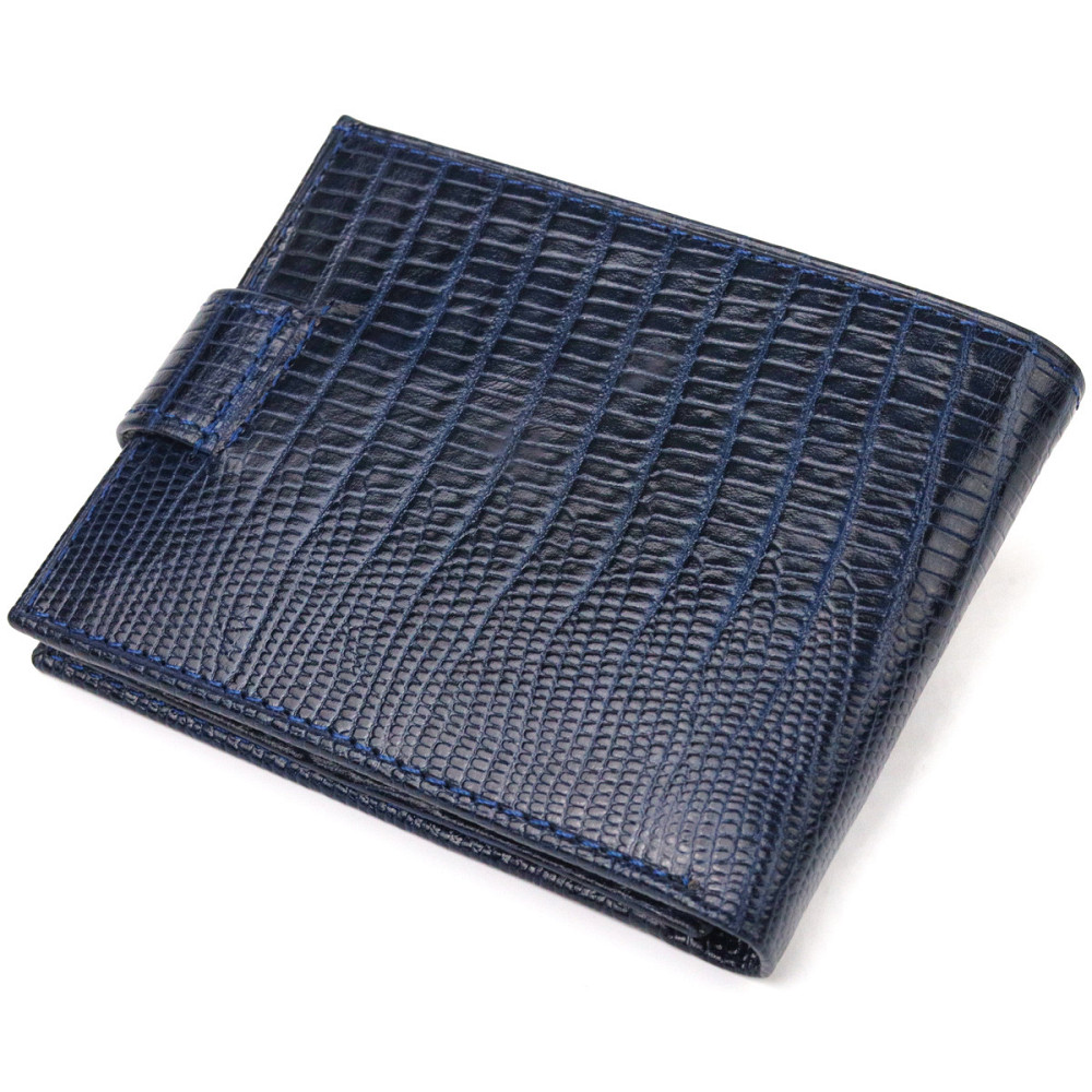 Гідний чоловічий гаманець з натуральної фактурної шкіри CANPELLINI 21515 Синій Київ - фото 2
