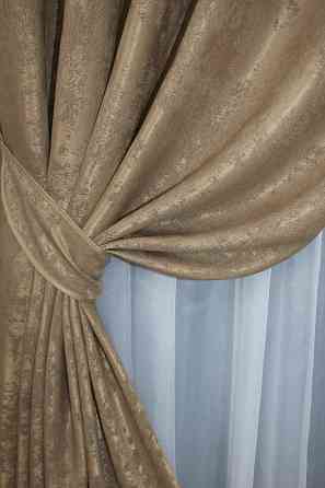 Комплект штор на люверсах VR-Textil Жакард Sultan YL № 1205ш Медово-золотистий 150х250 см 2 шт (37-0061) Київ