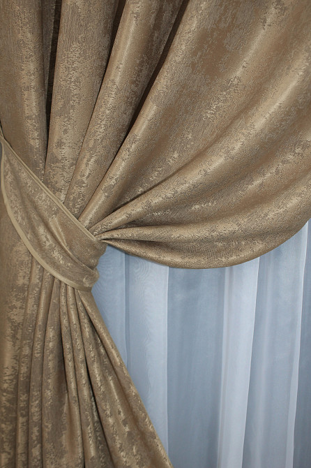 Комплект штор на люверсах VR-Textil Жакард Sultan YL № 1205ш Медово-золотистий 150х250 см 2 шт (37-0061) Київ - фото 4