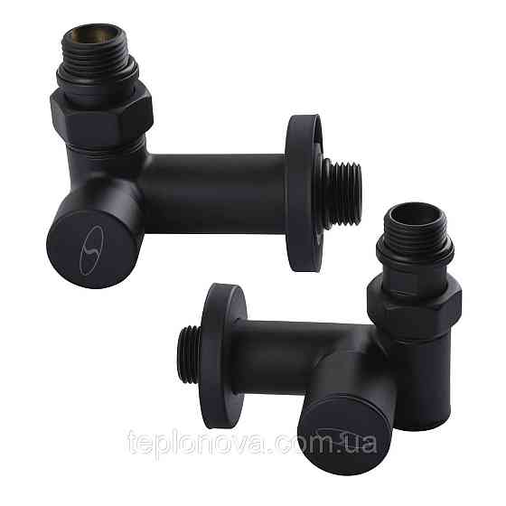 Набор Кран вентильный угловой с американкой SOLOMON LUX 1/2″  7777 TEN (2шт.) BLACK  (1уп) Черновцы