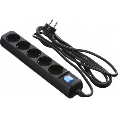 Сетевой фильтр питания 2E 5xSchuko, 3м black (2E-U05ESM3BK) Винница - изображение 1