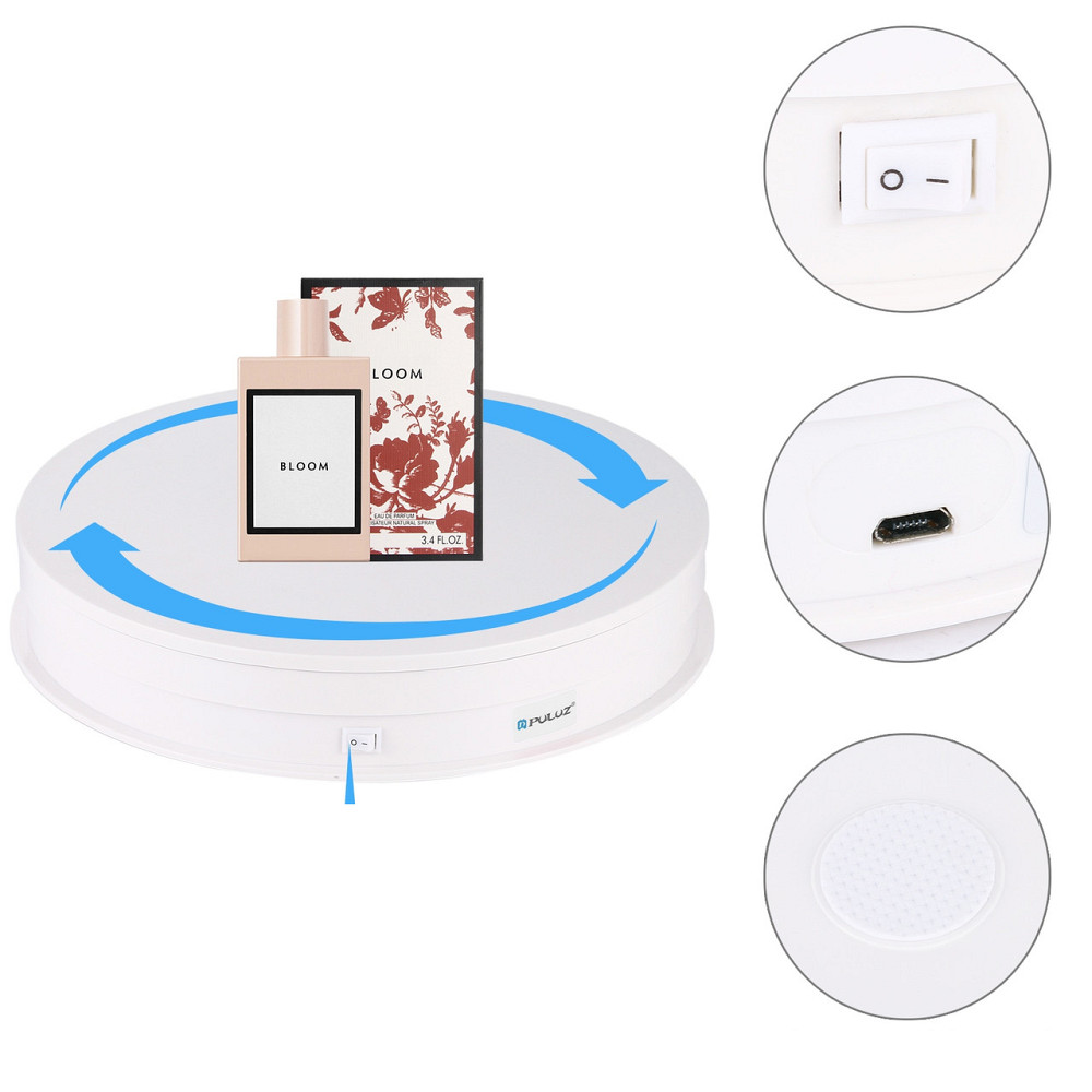 Предметний стіл поворотний 30см білий для фото-відеозйомки Puluz PU3049W Київ - фото 2