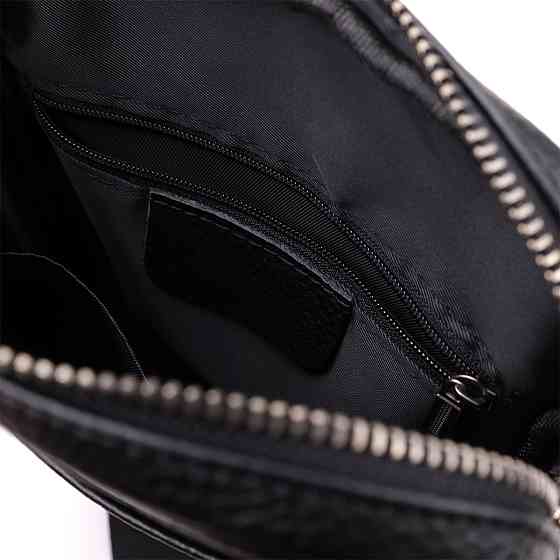 Компактна чоловіча сумка на плече з натуральної шкіри Чорний (Vintage) Київ