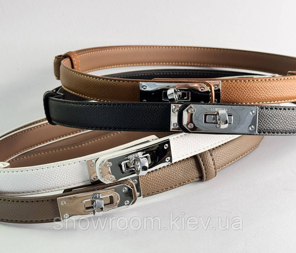 Женский кожаный ремень Hermes Гермес (280-2) коричневый Киев - изображение 4