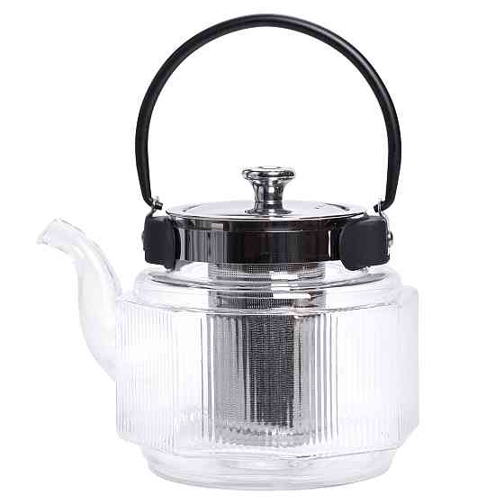 Заварник скляний чайник 1.1 л з ручкою і фільтром прозорий HP-33-4 Київ