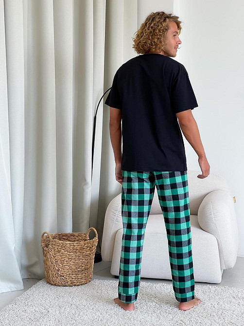 Чоловічі піжамні штани, зелено/чорні Київ - фото 3