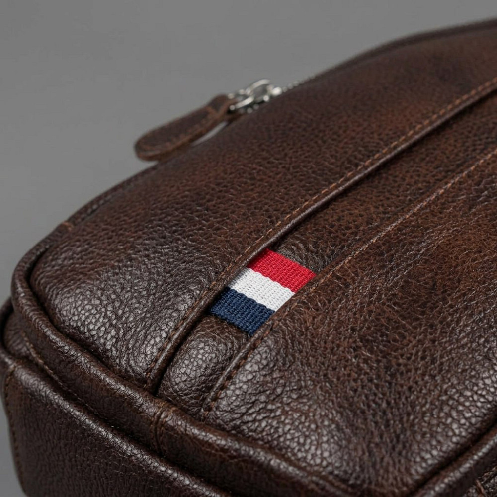 Коричневая мужская сумка на грудь (слинг) Leather Collection (696) Киев - изображение 7
