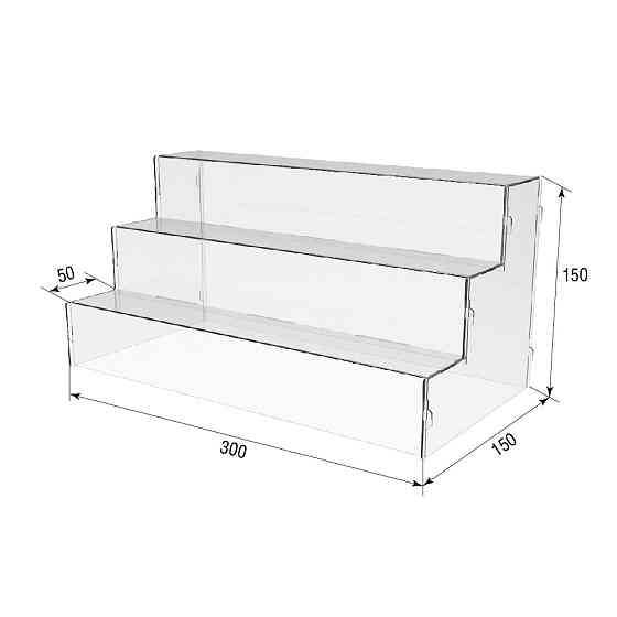 Товарна горка EKOSTAR на 3 сходи з акрилу 300x150x150 Київ