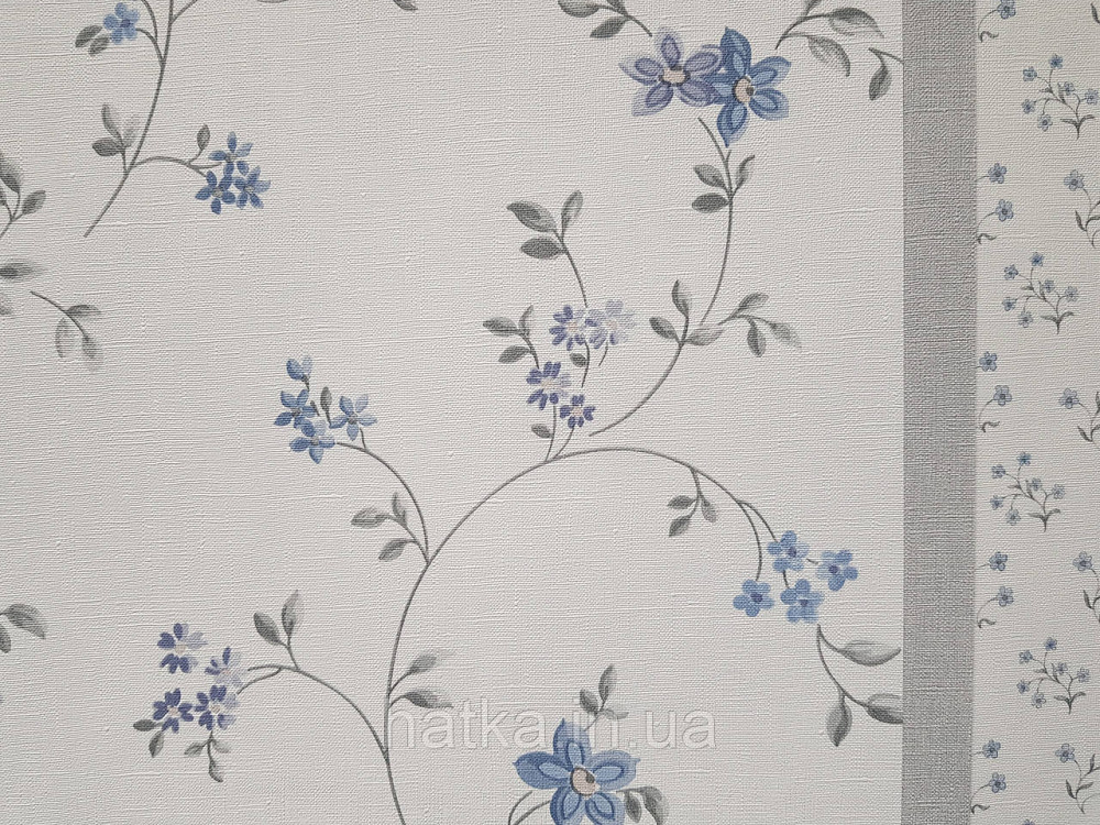 Шпалери вінілові на флізеліні A.S.Creation Maison charme 0.53x10 прованс квіти листя бузкові блакитні на білому Київ - фото 3