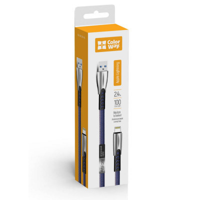 Дата кабель USB 2.0 AM to Lightning 1.0m zinc alloy blue ColorWay (CW-CBUL010-BL) Винница - изображение 3
