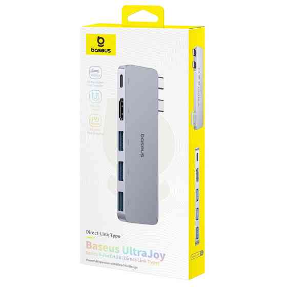 USB-хаб Baseus UltraJoy Series 5-Port HUB Space Grey (USB-C*2 to USB-C 40Gbps*1+HDMI 4K@30Hz*1+USB3.0*3） Одеса