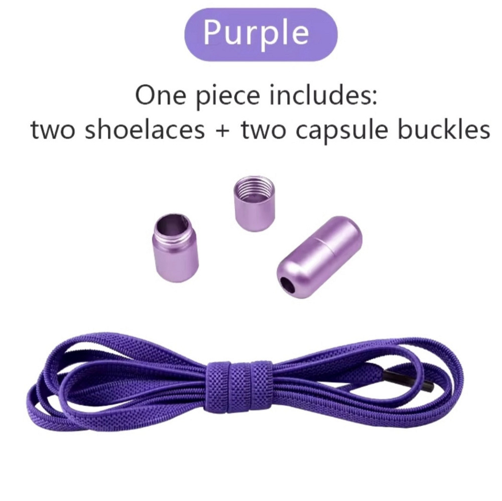 Шнурки еластичні без зав'язок з застібками в один колір Фіолетовий Сміла - фото 1