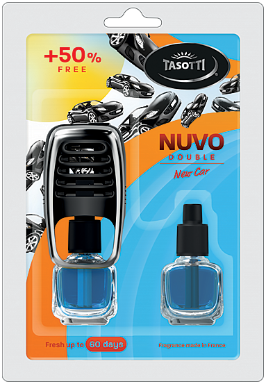 Ароматизатор для авто на обдув "Nuvo" New Car (Нова машина) з запаскою 8+8мл Tasotti Київ - фото 1